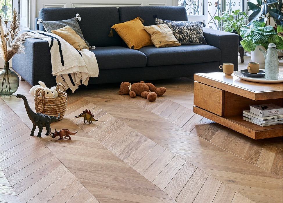 Panaget - French oak Zenitude Tufeau, Chevron 90 - Engineered Hardwood Floors 