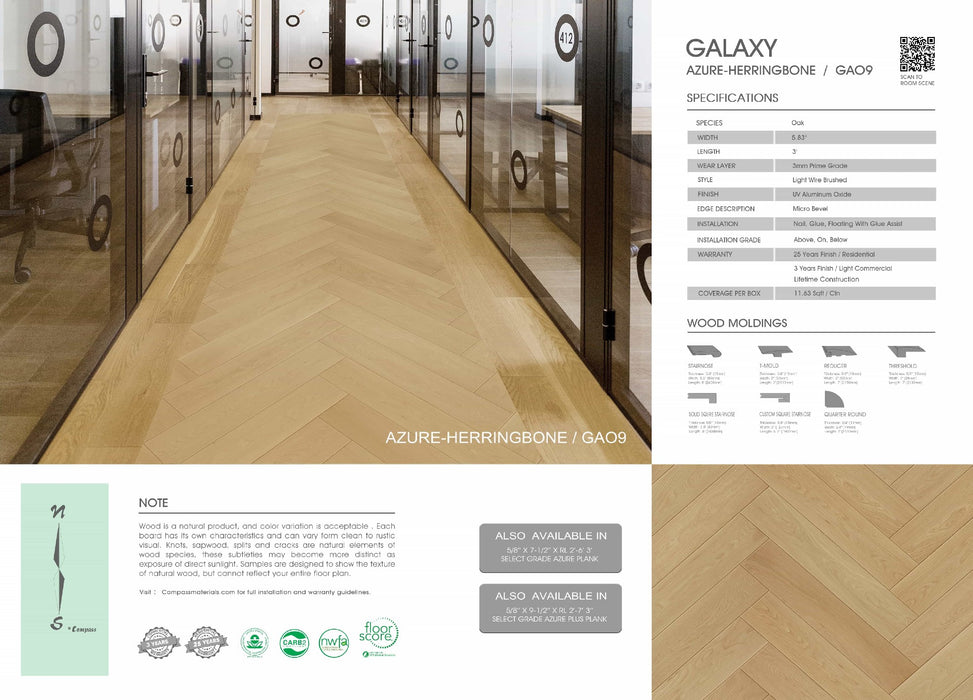 Compass Materials - Azure-Herringbone - Engineered Hardwood Floors 