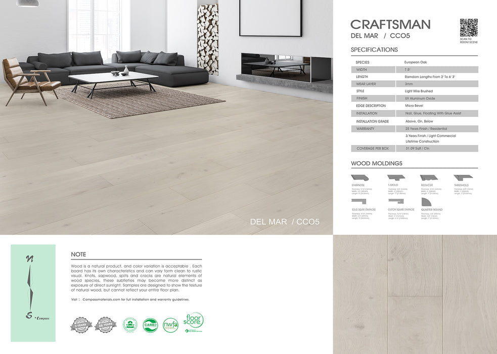 Compass Materials - Del Mar - Engineered Hardwood Floors 