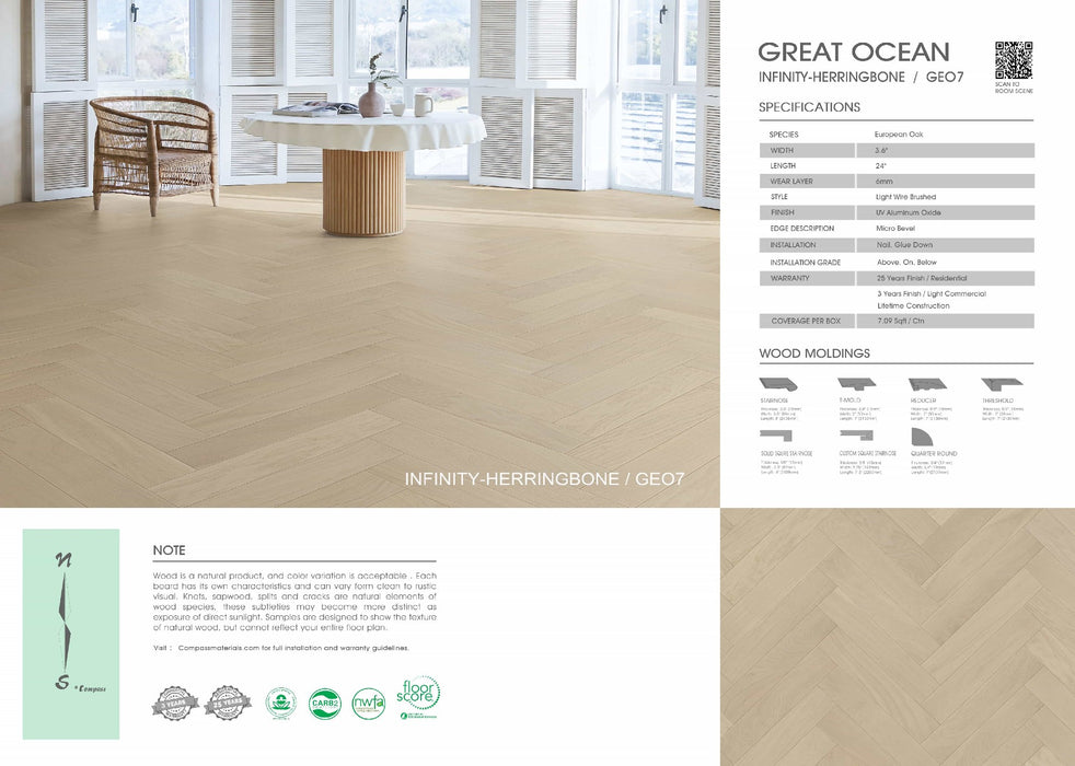 Compass Materials - Infinity-Herringbone - Engineered Hardwood Floors 